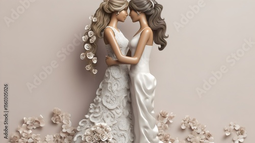 Romantic Lesbian Wedding Silhouette