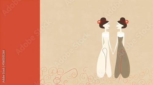 Romantic Lesbian Wedding Silhouette