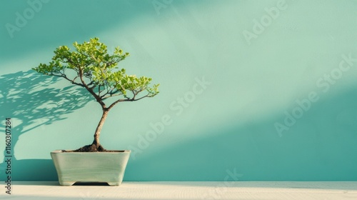 A captivating photo of a bonsai tree, showcasing the carefully pruned branches, delicate leaves, and miniature landscape, against a minimalist background.   photo