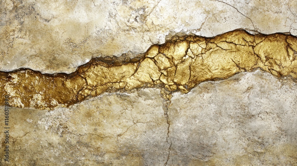 Gold crack in beige stone wall texture. Gold crack in beige stone wall texture.