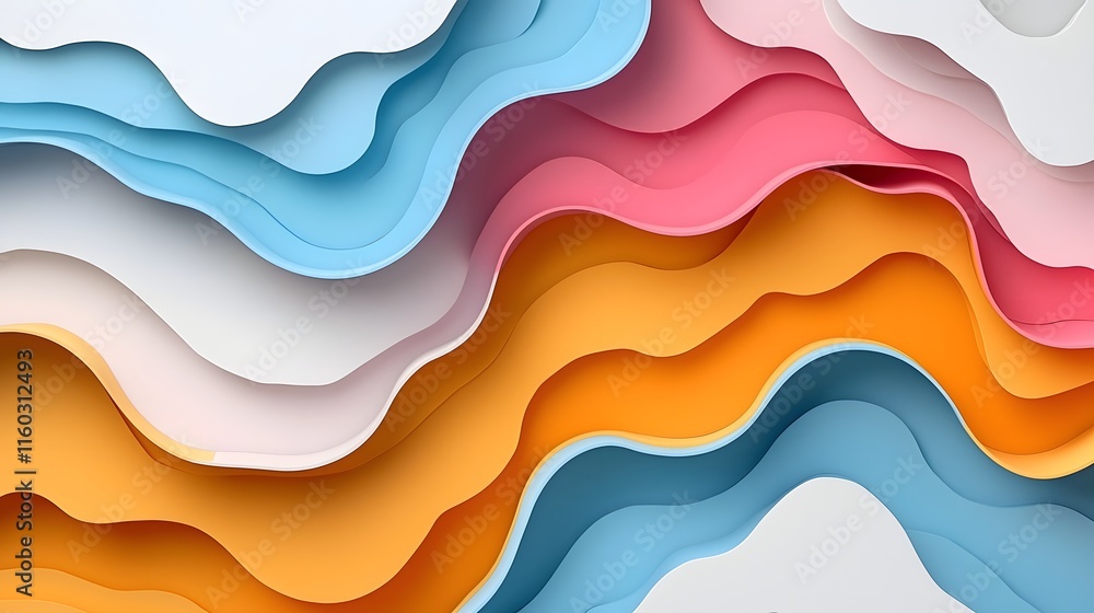 Vibrant Layered Papercut Shapes in Modern Abstract Background Design Vibrant Layered Papercut Shapes in Modern Abstract Background Design