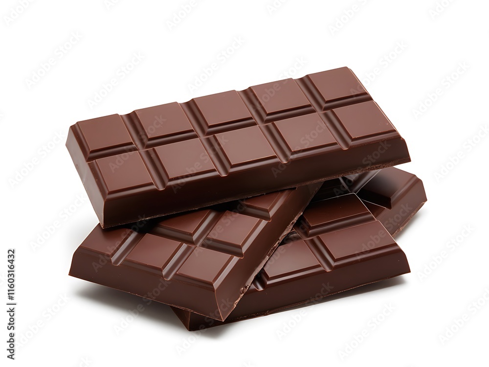 Fototapeta premium A broken chocolate bar isolated on white background