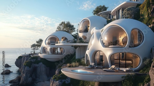 A coastal community of futuristic dome-shaped homes built to withstand extreme weather