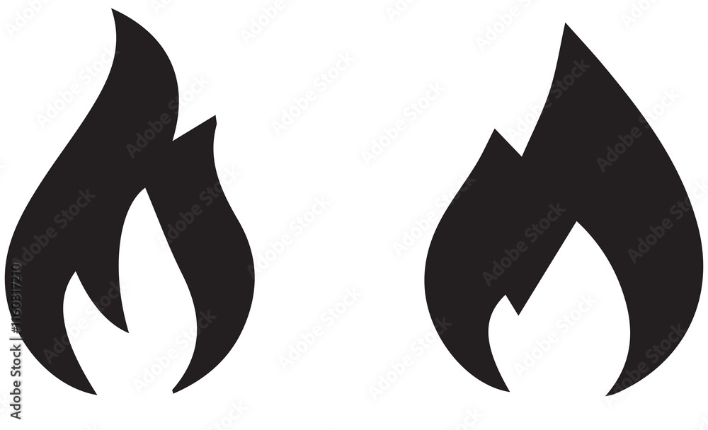 Naklejka premium fire flames simple minimalist, black and white, vector graphic, flat design vector art, digital illustration