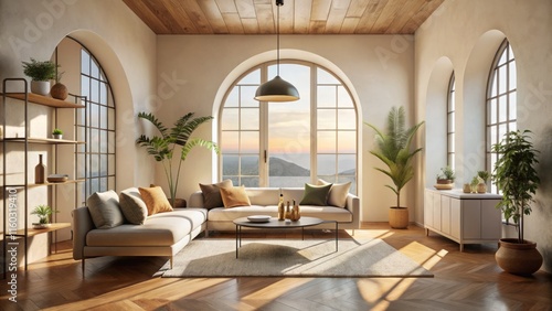 Wallpaper Mural Minimalist Mediterranean Interior Design: High Ceiling, Arched Doorways, Neutral Palette Torontodigital.ca