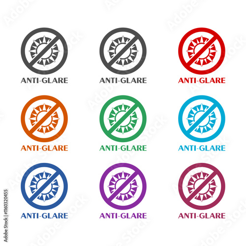 Anti glare sun  icon isolated on white background. Set icons colorful