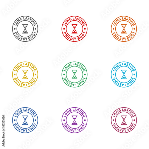 Long lasting sand clock icon isolated on white background. Set icons colorful