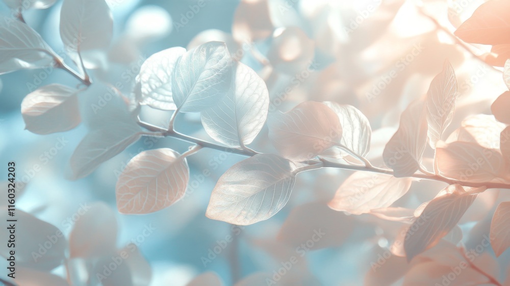 Delicate Pastel Leaves Bask in Soft Sunlight Delicate Pastel Leaves Bask in Soft Sunlight