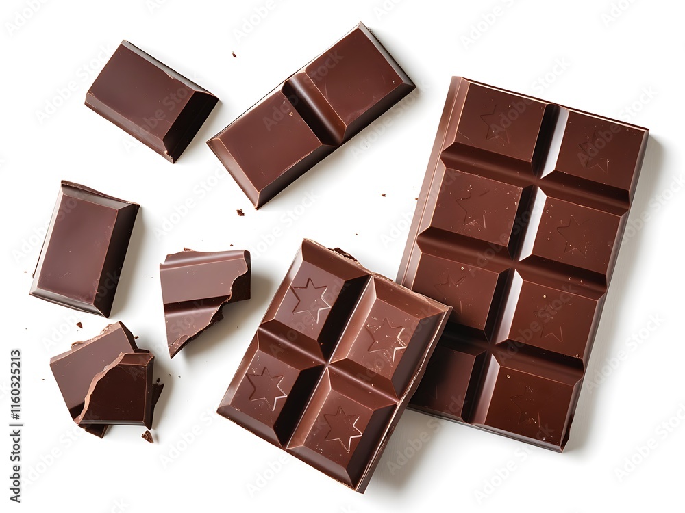 A piece of chocolate stacked that is half eaten A piece of chocolate stacked that is half eaten