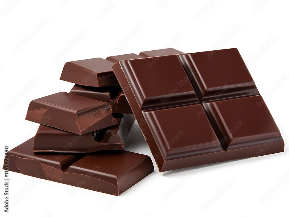 A piece of chocolate stacked that is half eaten A piece of chocolate stacked that is half eaten