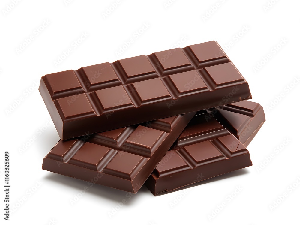 A piece of chocolate stacked that is half eaten A piece of chocolate stacked that is half eaten