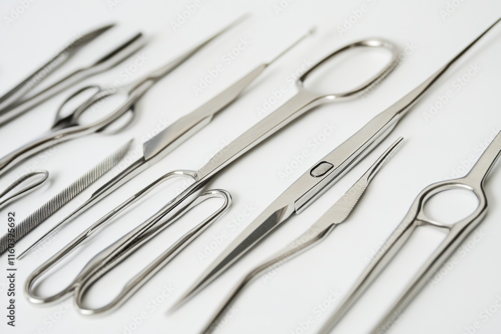 Closeup of Shiny Stainless Steel Tools Precision Instruments for Detail Work Closeup of Shiny Stainless Steel Tools Precision Instruments for Detail Work