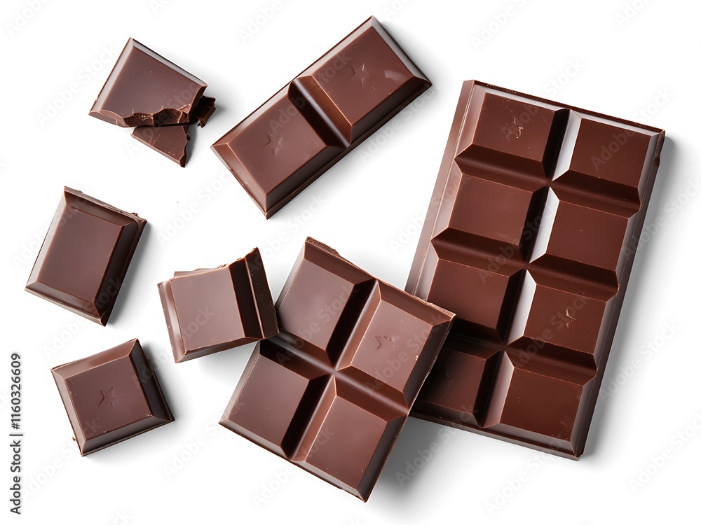 A piece of chocolate stacked that is half eaten A piece of chocolate stacked that is half eaten