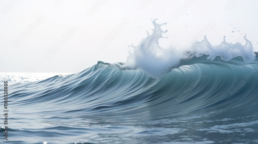 Ocean wave cresting with dramatic splash Ocean wave cresting with dramatic splash