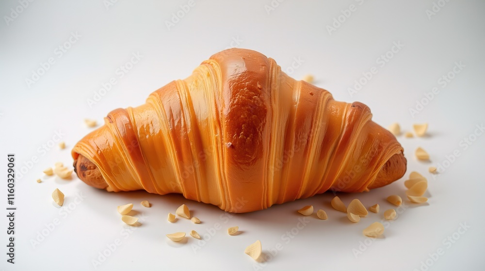 Golden brown croissant topped with sesame seeds. Golden brown croissant topped with sesame seeds.