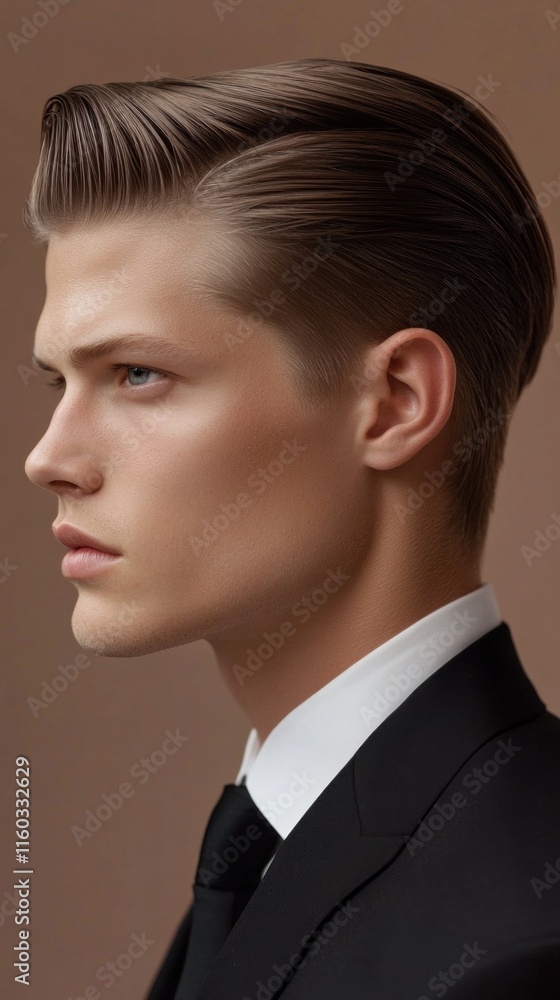 A men hairstyle banner with a sleek, straight haircut styled neatly, captured in crisp 4K with a focus on clean lines and smooth texture A men hairstyle banner with a sleek, straight haircut styled neatly, captured in crisp 4K with a focus on clean lines and smooth texture