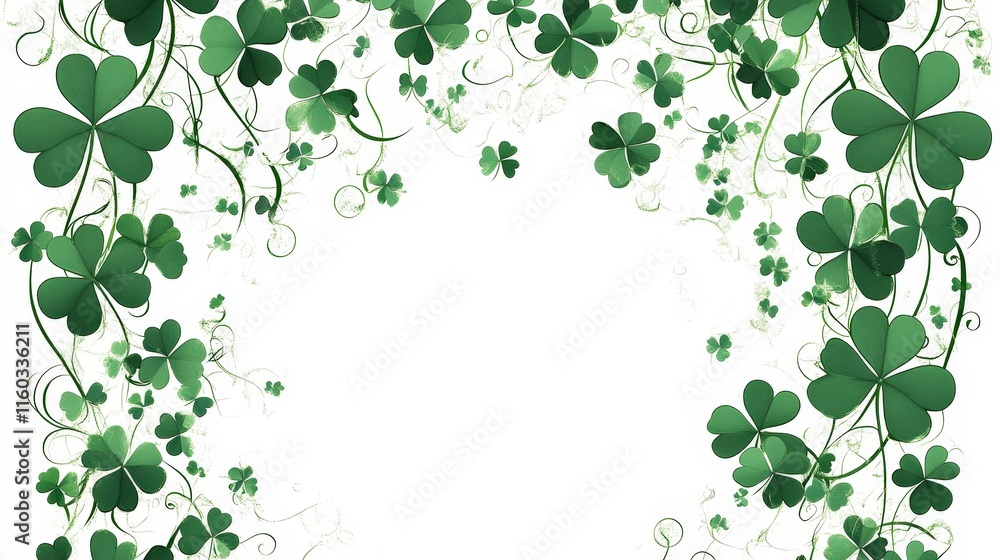 Lush Green Clover Frame with Delicate Vines for Celebrations Lush Green Clover Frame with Delicate Vines for Celebrations