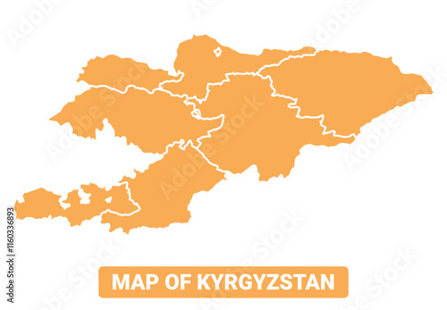 Kyrgyzstan country orange map simple flat border outline vector illustration