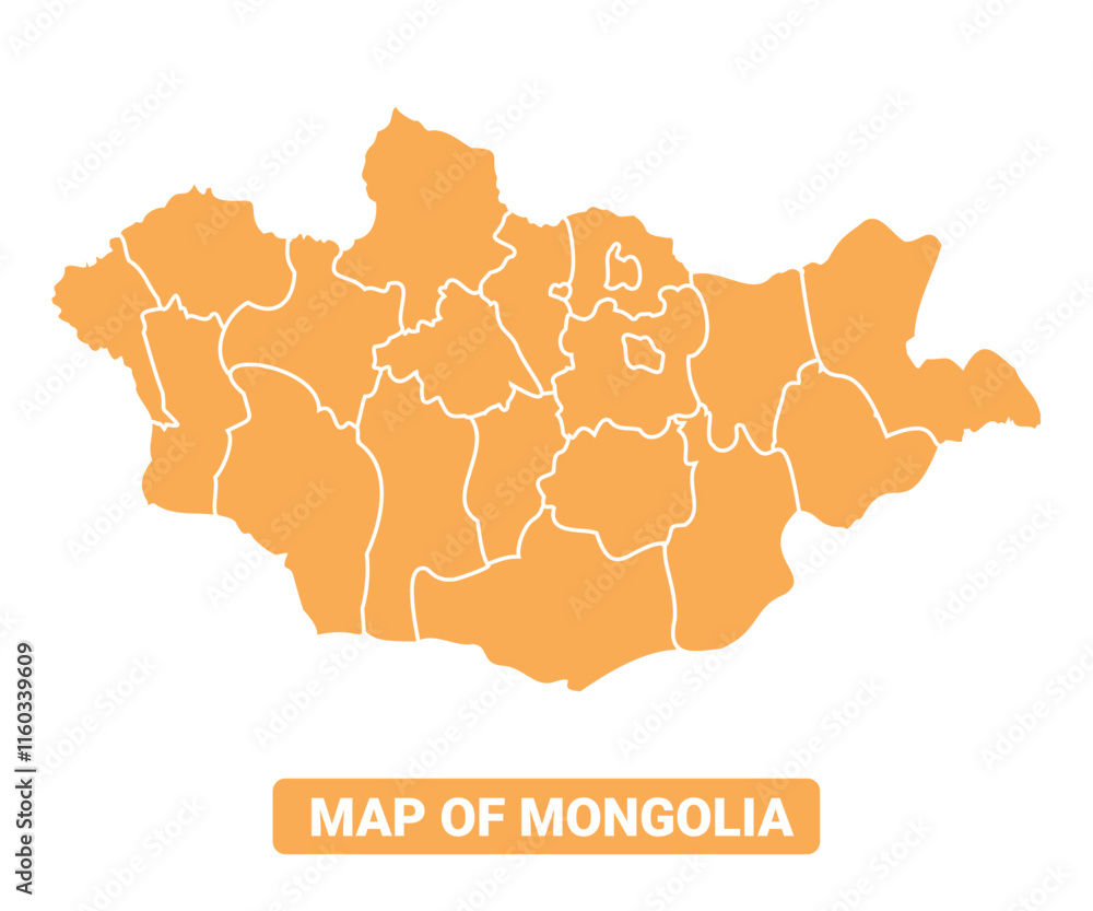 Mongolia country orange map simple flat border outline vector illustration