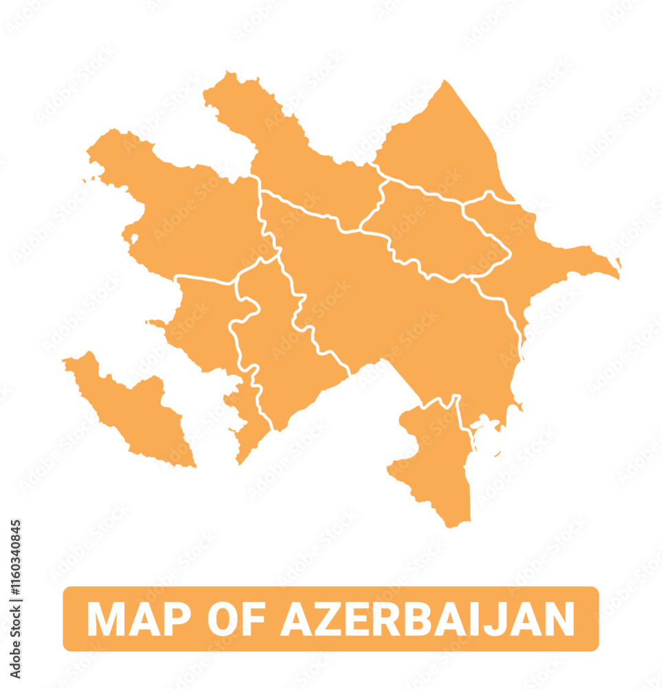 Fototapeta premium Azerbaijan country orange map simple flat border outline vector illustration