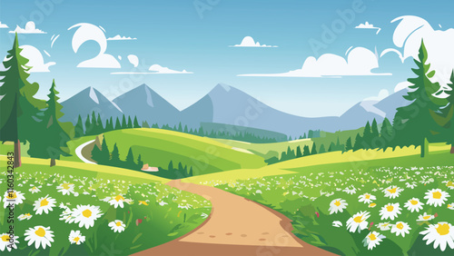 landscape with lake and mountains vector