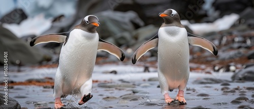 penguins on the rocks