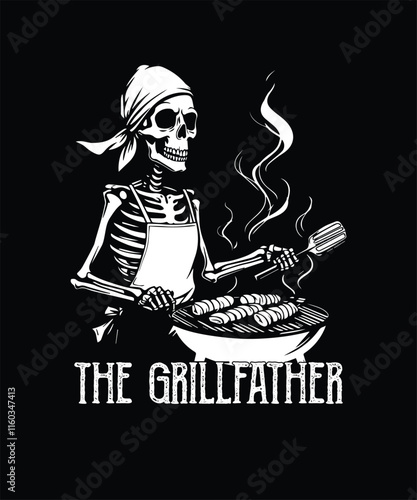 The Grillfather- Funny BBQ Grill Master T-Shirt