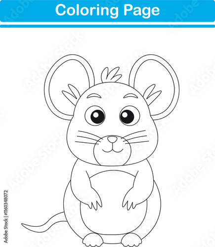 Funny cartoon mouse. Coloring pages. Vector illustration