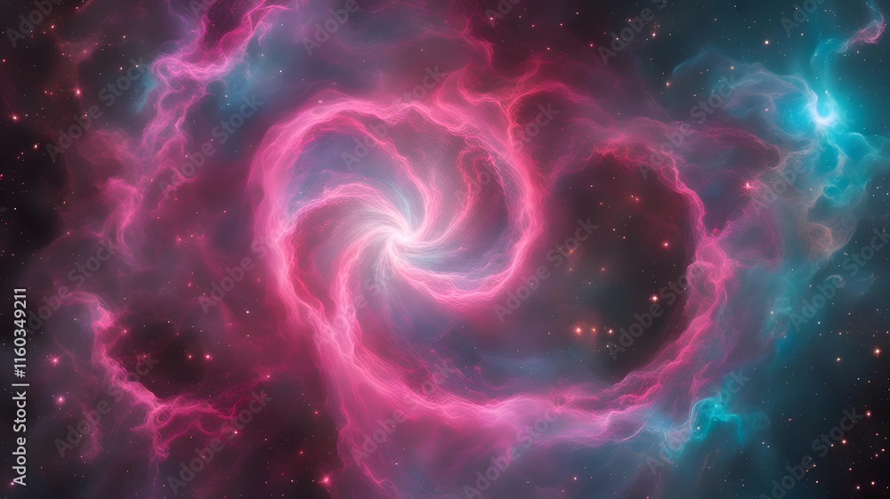 Stunning Nebula Depiction in a Galaxy with Swirling Neon Particles Stunning Nebula Depiction in a Galaxy with Swirling Neon Particles