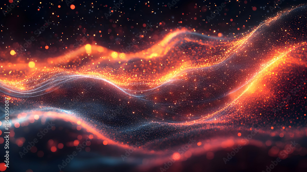 Obraz premium Abstract waves of light and color creating a dynamic visual effect.