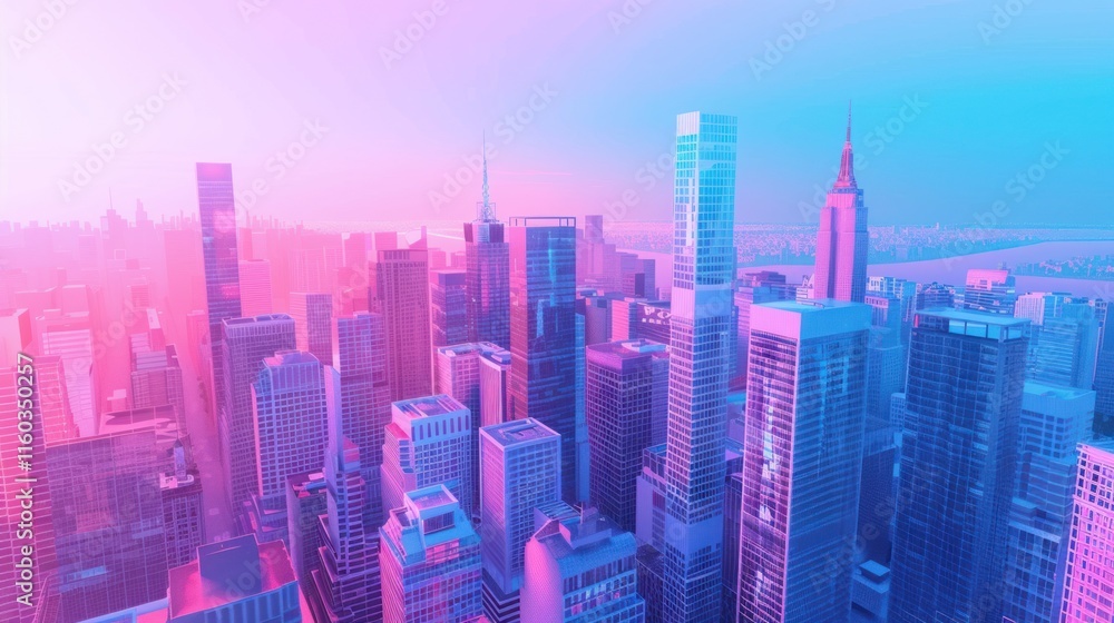 Obraz premium Vibrant Skyline of a Modern City