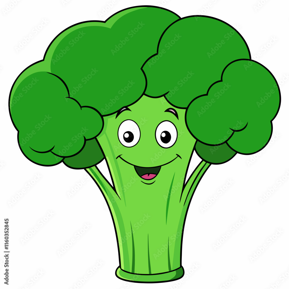 Smiling Cartoon Broccoli Character Illustration Smiling Cartoon Broccoli Character Illustration
