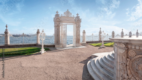 The beautiful exterior of Dolmabahce Palace in Istanbul, Turkey