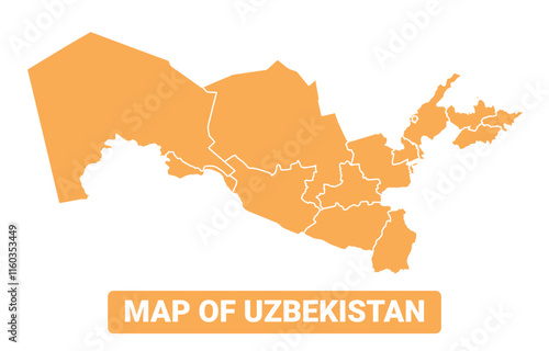 Uzbekistan country orange map simple flat border outline vector illustration