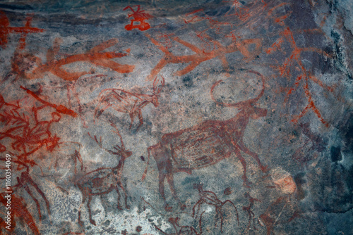 Bhimbetka Rock Shelters, Madhya Pradesh, India. Declared a UNESCO World Heritage, the shelters contain ancient rock art from the Upper Paleolithic to Medieval times.