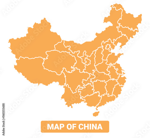 China country orange map simple flat border outline vector illustration