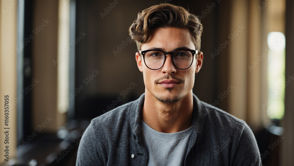 A Striking Portrait of a Handsome Young Man in Fashionable Attire Exuding Style and Confidence A Striking Portrait of a Handsome Young Man in Fashionable Attire Exuding Style and Confidence