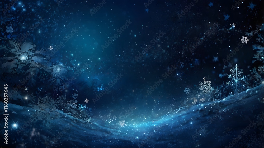 Fototapeta premium Starry Night Sky with Glowing Snowflake and Cosmic Glow V5