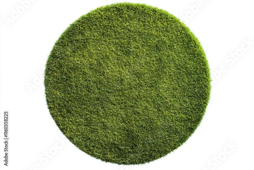 Round patch of artificial grass isolated on white. (1) photo