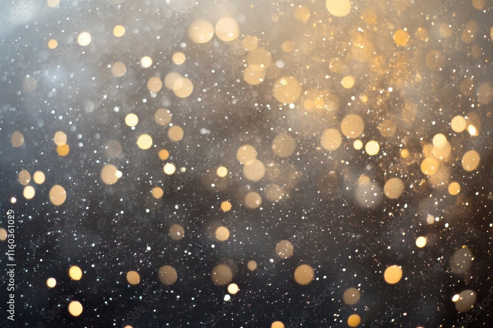 Abstract gold and silver bokeh lights on dark background. Abstract gold and silver bokeh lights on dark background.