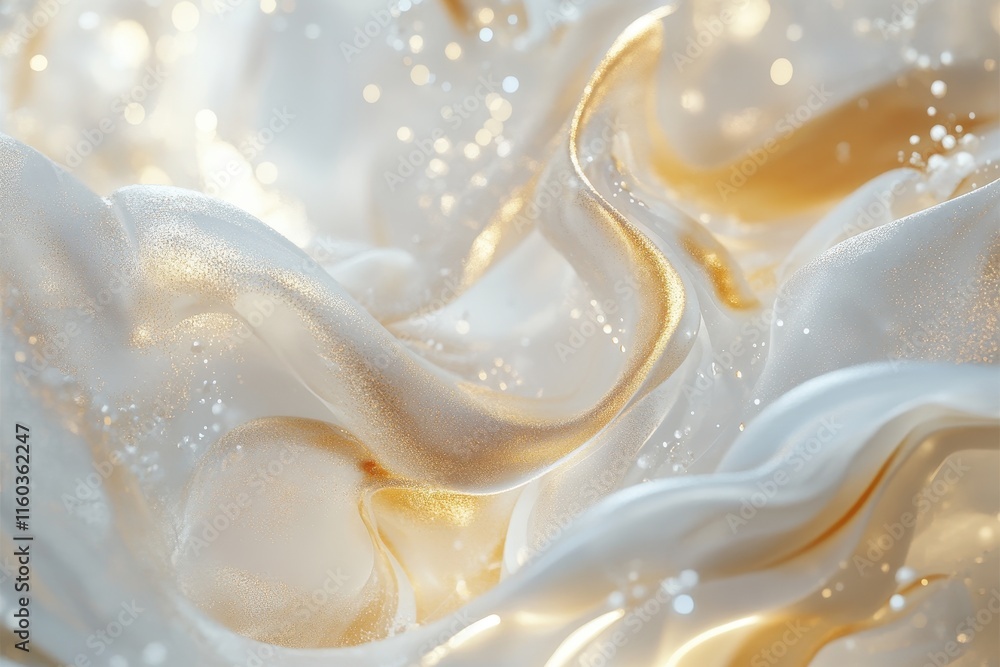 Abstract flowing gold and white liquid with glitter. Abstract flowing gold and white liquid with glitter.