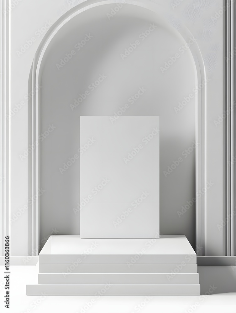 A minimalist display pedestal in a white-walled space, ideal for showcasing art or products. A minimalist display pedestal in a white-walled space, ideal for showcasing art or products.