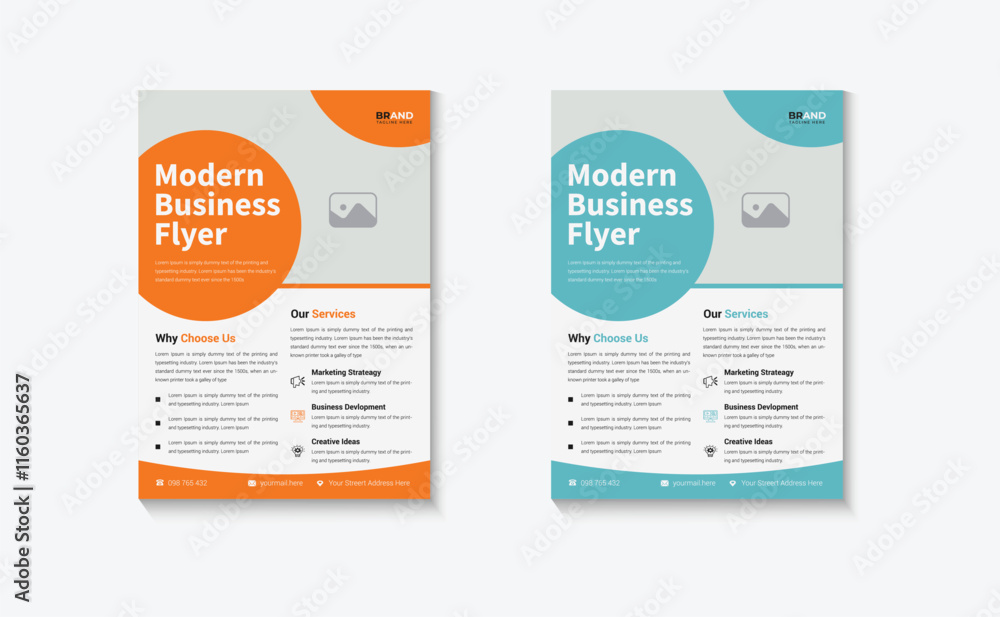 Obraz premium Business flyer template, Corporate Business Flyer Design or Handout and leaflet design, Business Brochure Design, Modern Business Flyer Template, flyer, poster, print-ready 