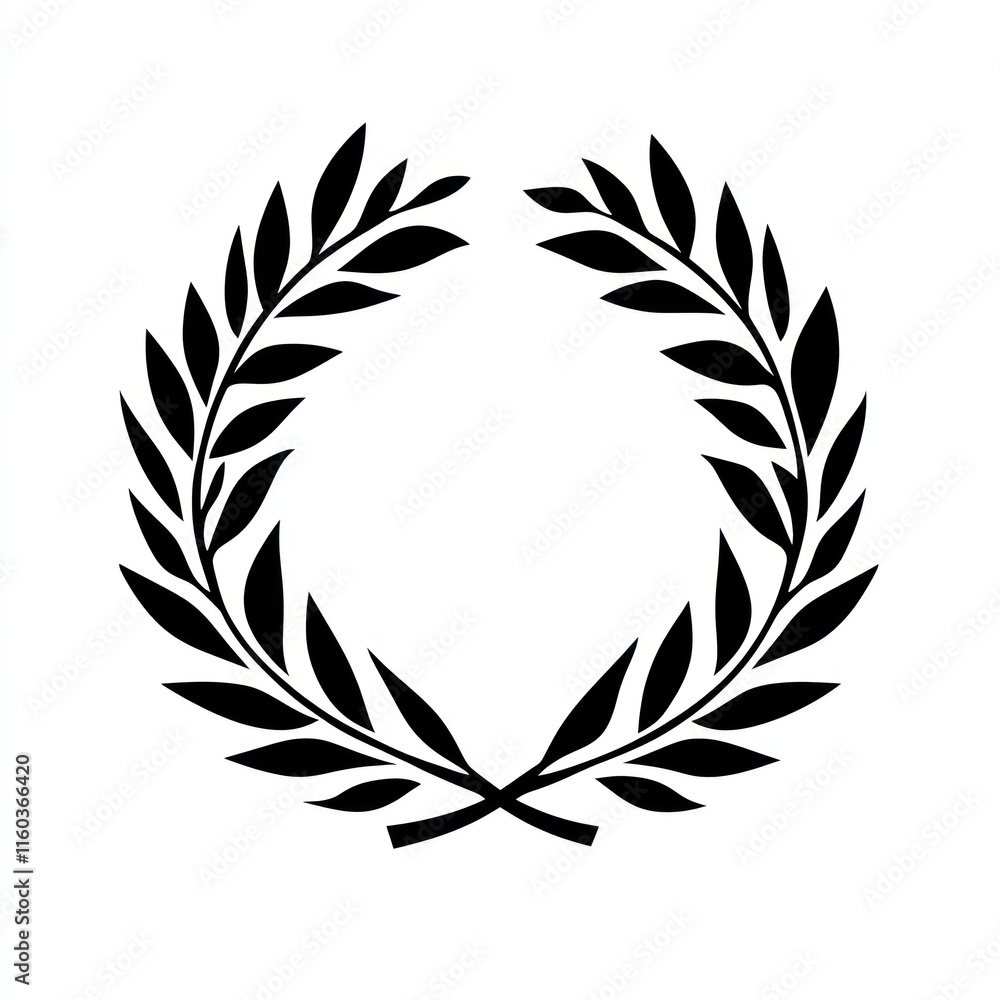 Black and white laurel wreath design. Black and white laurel wreath design.