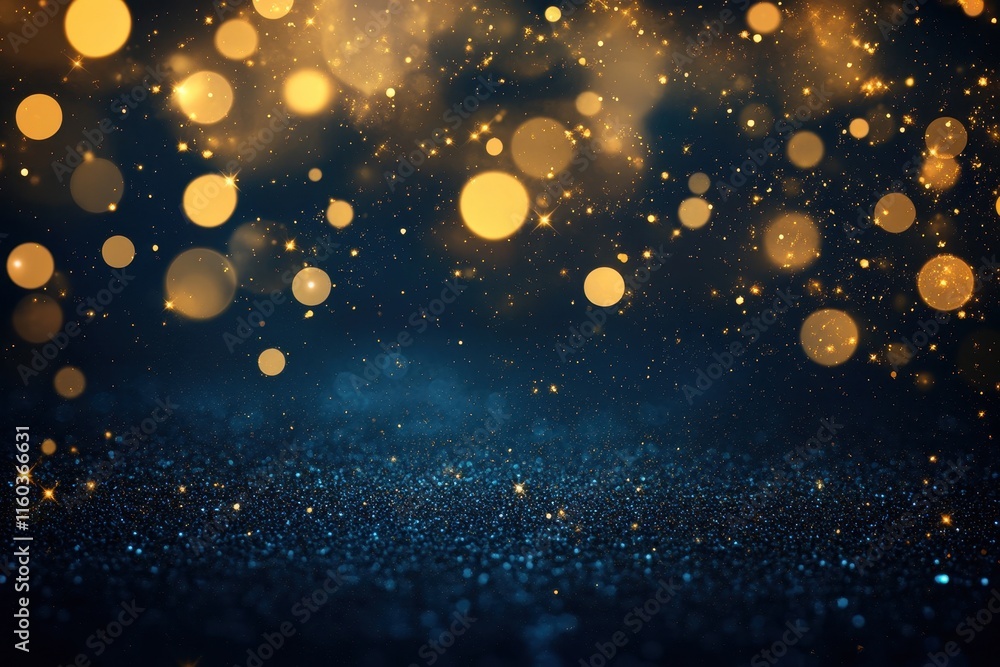 Dark blue glitter background with gold bokeh lights. (1) Dark blue glitter background with gold bokeh lights. (1)