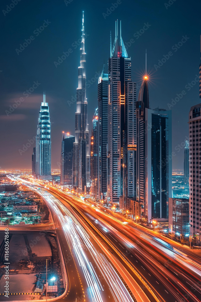 Fototapeta premium city skyline with various simplified building shapes arranged along the horizon line with geometric design elements