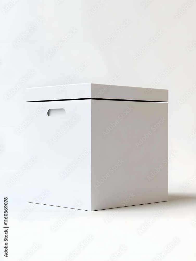 A simple white box with a lid, designed for storage or organization. A simple white box with a lid, designed for storage or organization.