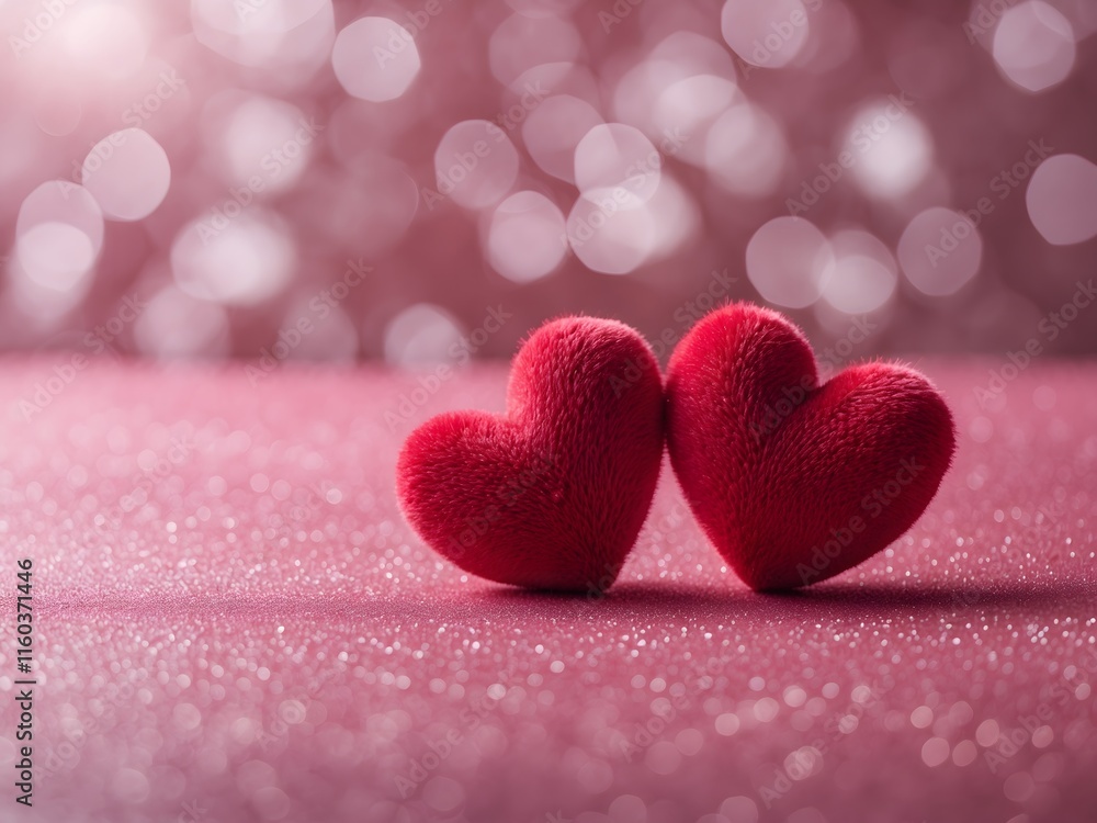 Obraz premium The red heart shapes on abstract light glitter background in love concept for valentines day with sweet and romantic moment. Ai Generative.