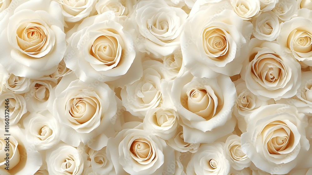 Close-up of delicate cream roses fills the frame beautifully and elegantly for a romantic feel. Close-up of delicate cream roses fills the frame beautifully and elegantly for a romantic feel.