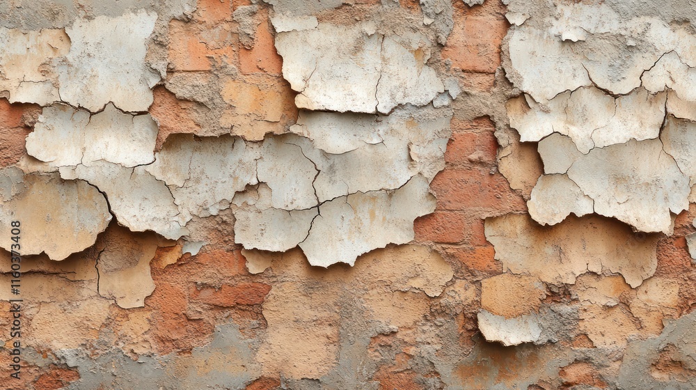 Peeling paint on a brick wall. Peeling paint on a brick wall.
